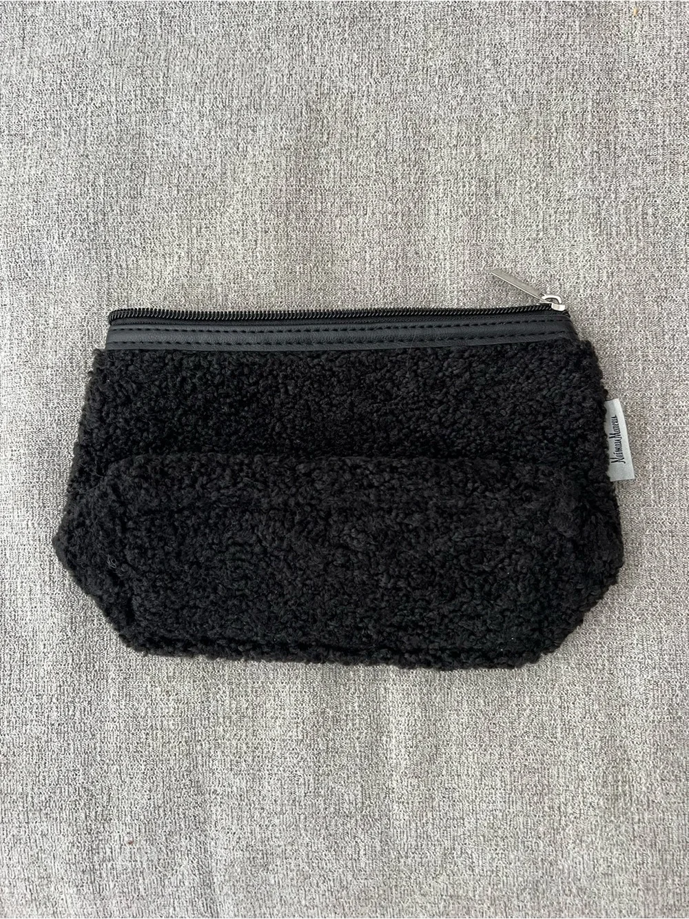 Black Sherpa Zip Pouch Neiman Marcus Small Travel Pouch Cosmetic Bag